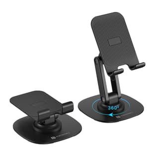 Portronics Mobot III 360° Rotatable & Foldable Mobile Phone Holder With Stable Metallic base,Adjustable Height, Anti Skid Pad,Tabletop Mobile Phone Stand for all Smartphones,tablets,Kindle,ipad