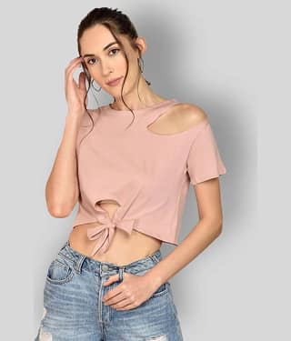 Chimpaaanzee Women's Cotton Knot Front Top ( Pink )