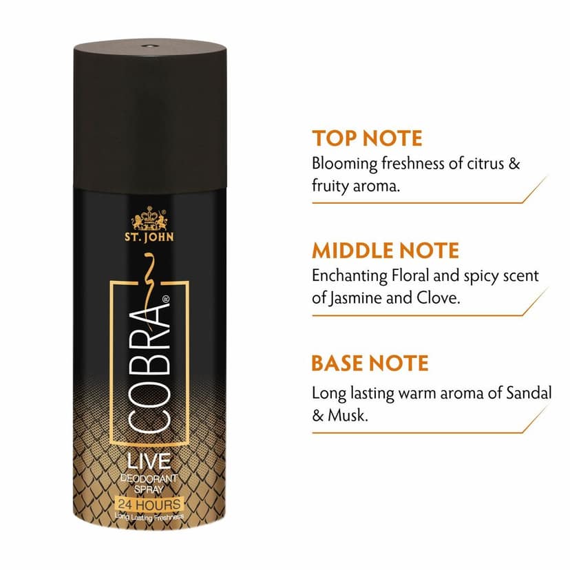 ST-JOHN Cobra Cool & Live Limited Edition Deodorant Spray Log lasting Protection 150ml Each Deodorant Spray For Men - Pack of 2 view 4
