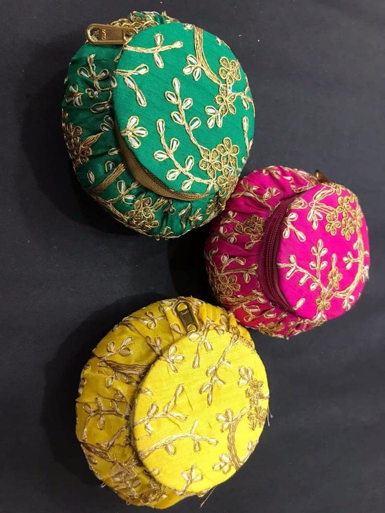GOKULAM Embroidery matki shape Bangle Box Makeup And Jewellery Vanity Box for women Bridal Gift Storage Box(Multicolor). set of 1 view 3