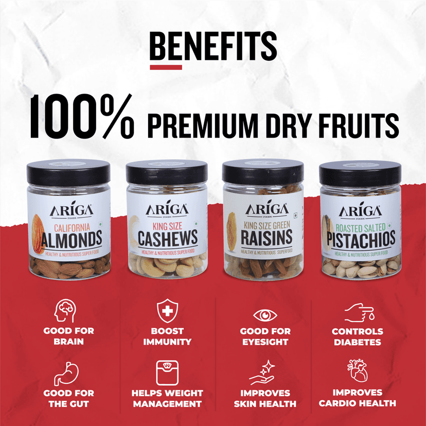 Ariga Foods Almonds, Cashews, Roasted Pistachios 200g each, Raisins 250g (850 g) view 5