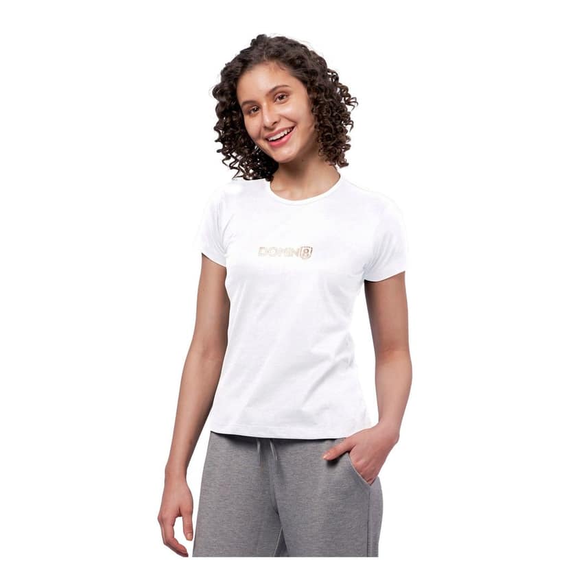 DOMIN8 Women's chest metallic branded Couple T-Shirt view 9