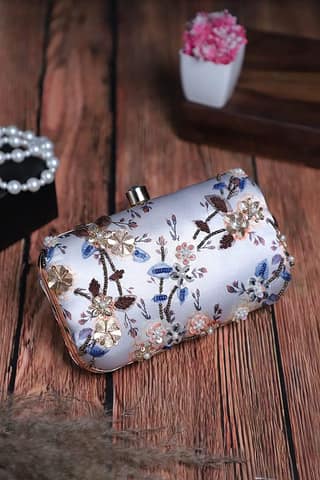 Embellished Women Hand Clutch cum sling bag White with Multi Color (pack of 2)
