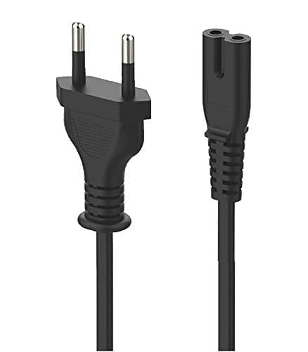 Champion 2-Pin Universal IEC C7 AC Power Cord Cable for LED TV, Laptop, PlayStation, Printer & Camera (Black)