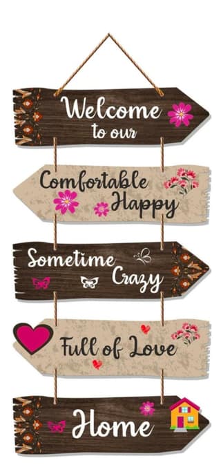 Decorative Wall Hanging Welcome Home Sign, Brown, 55.88 cm