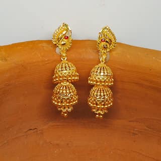 Traditional 1gm gold and micron plated jhumkis