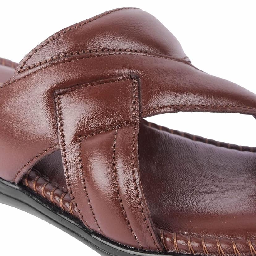 FEATHER LEATHER Genuine Leather Men's Flip-Flops Casual Slippers/Sandals for Office or Daily Use Outdoor/Indoor view 9