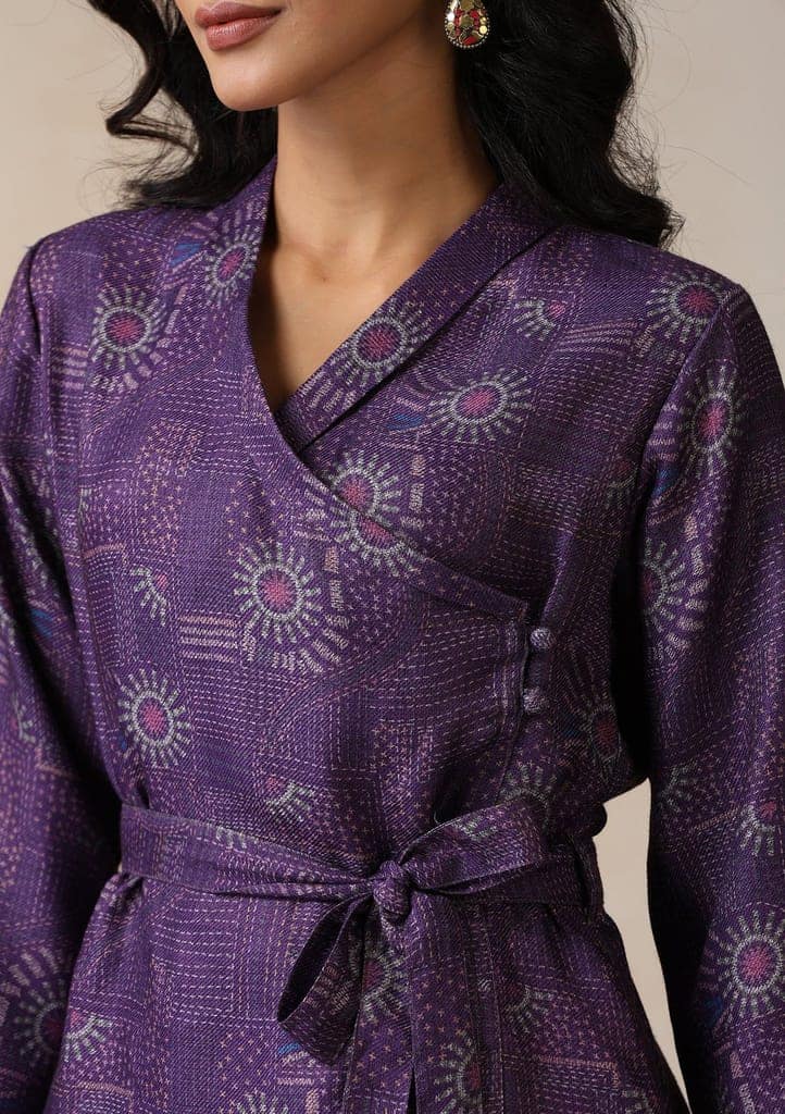 HOC Crafts Pashmina Printed Women's 2 PC Co-ord Set - Purple view 5