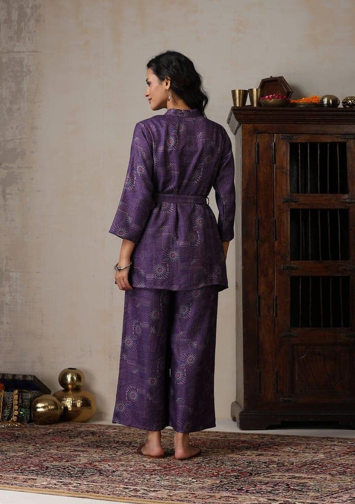 HOC Crafts Pashmina Printed Women's 2 PC Co-ord Set - Purple view 9