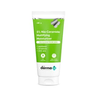 The Derma Co. 5% Nia-Ceramide Mattifying Moisturizer -100 g | For Oily to Acne Prone Skin | 5% Niacinamide, 2% Ceramide | 24 hrs. Moisturization | Panthenol, Allantoin & Zinc PCA | Oil-free Moisturizer The Derma Co. 5% Nia-Ceramide Mattifying Moisturizer