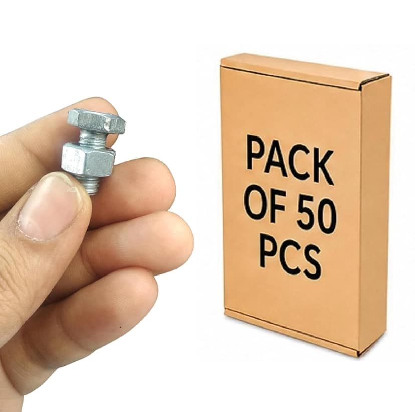 M8 Zinc-Plated Hex Nut and Bolt Set, 50 Pairs