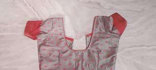 Georgette Saree Blouse with Elbow Sleeves and Round Neck