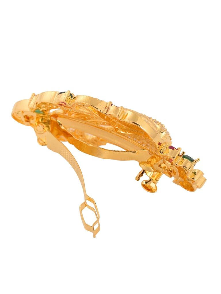Gold Plated Red & Green Peacock Hair Claw Clip view 5