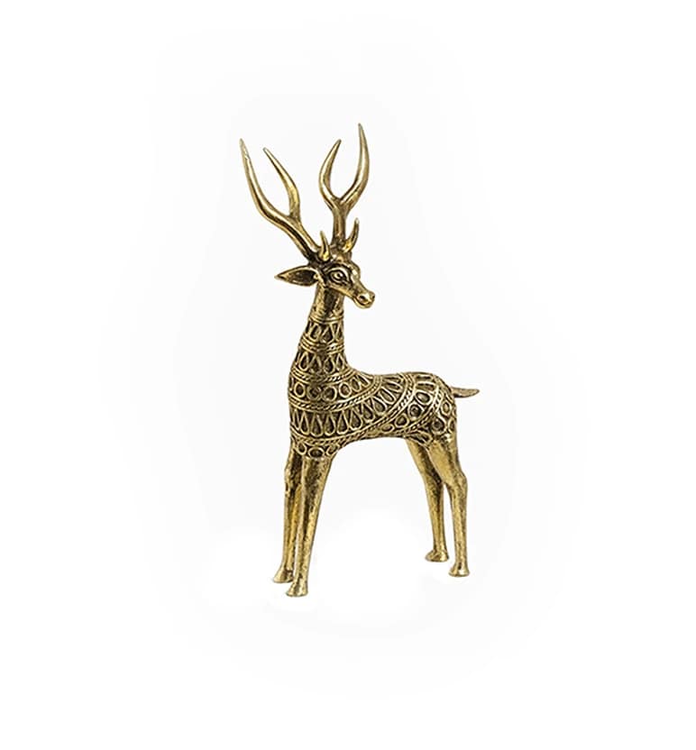 Handcrafted Brass Large Tribal Deer Showpiece view 5
