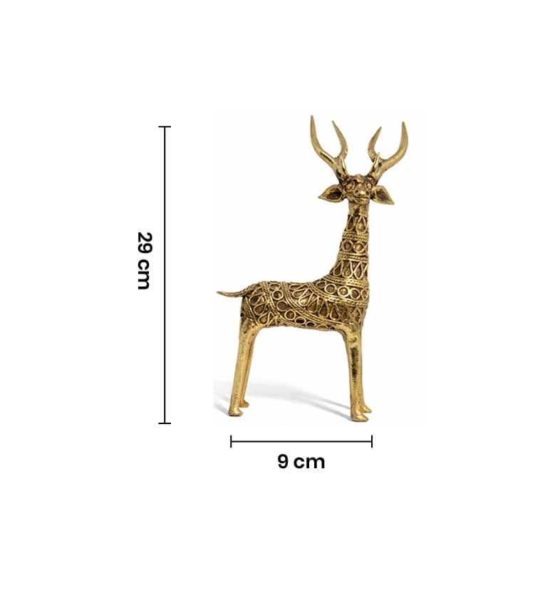 Handcrafted Brass Large Tribal Deer Showpiece view 6