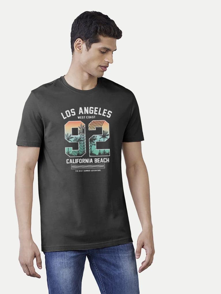 Men Black Typographic Printed Cotton T-shirt view 3