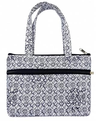 Geometrical Printed Cotton Zippered Handbag for Women