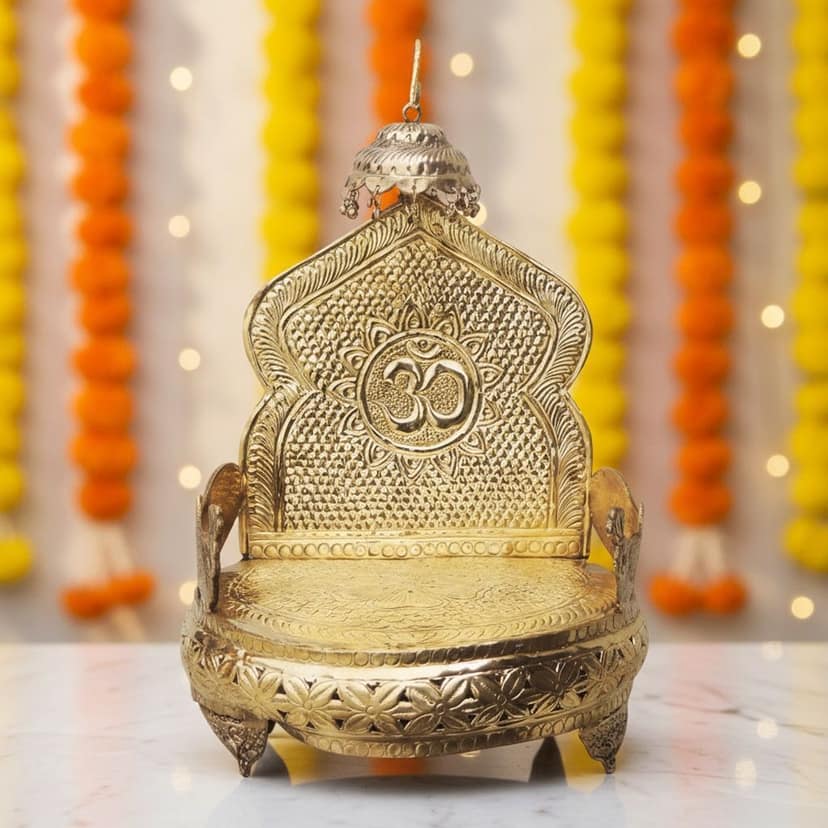 Heavy Brass Singhasan God Idol Stand | Religious Puja D�cor, Height : 20.6 Inch (ZMAS131 G)