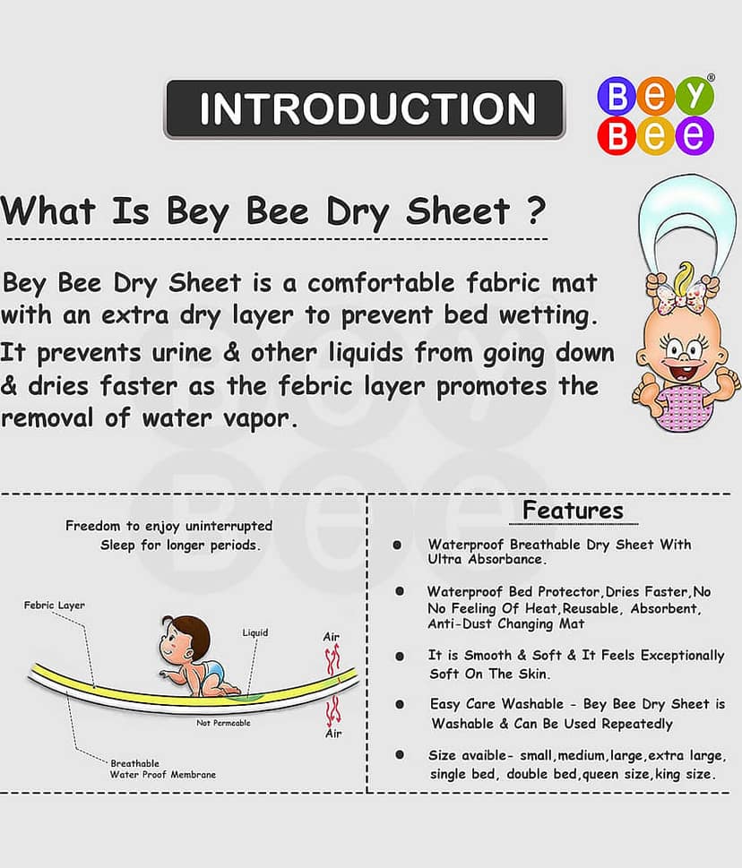 BeyBee Waterproof Baby Dry Sheet (Small (50cm X 70cm), Maroon) view 2