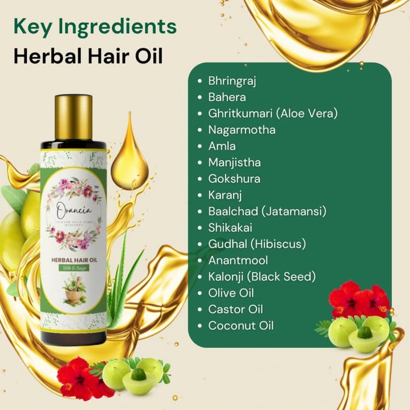 Orancia 17 Herbs Herbal Hair Oil | Repairs Dry Scalp, Boosts Hair Health | Ayurvedic Solution for Strong, Healthy Hair | Suitable for All Hair Types | 200ml view 5