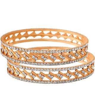 Traditional Ethnic One Gram Gold Plated Cz American Diamond Designer Bangle Set for Women & Girls.