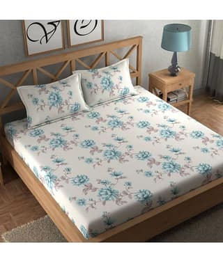 chhavi india Poly Cotton Double Bedsheet ( White )