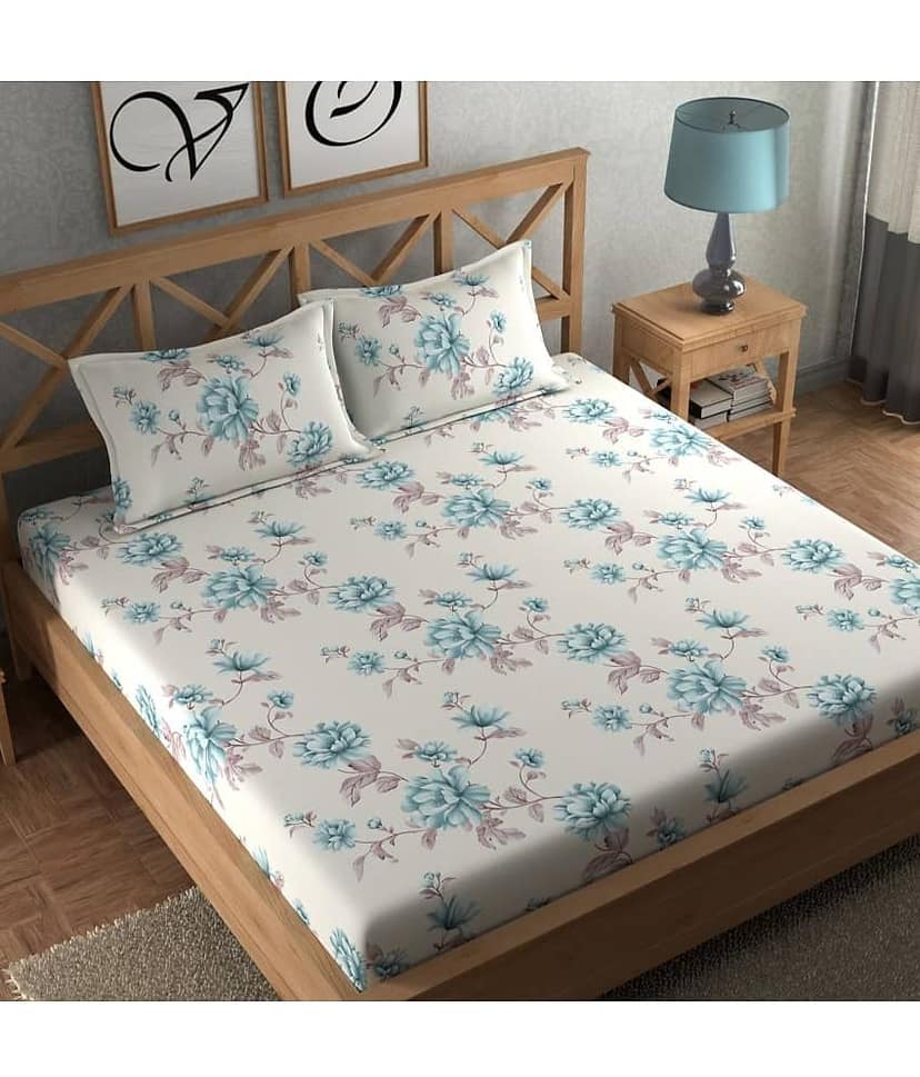 chhavi india Poly Cotton Double Bedsheet ( White )