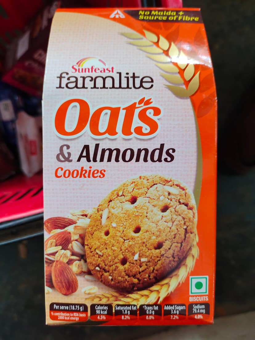 Sunfeast farmlite oats & almond cookies