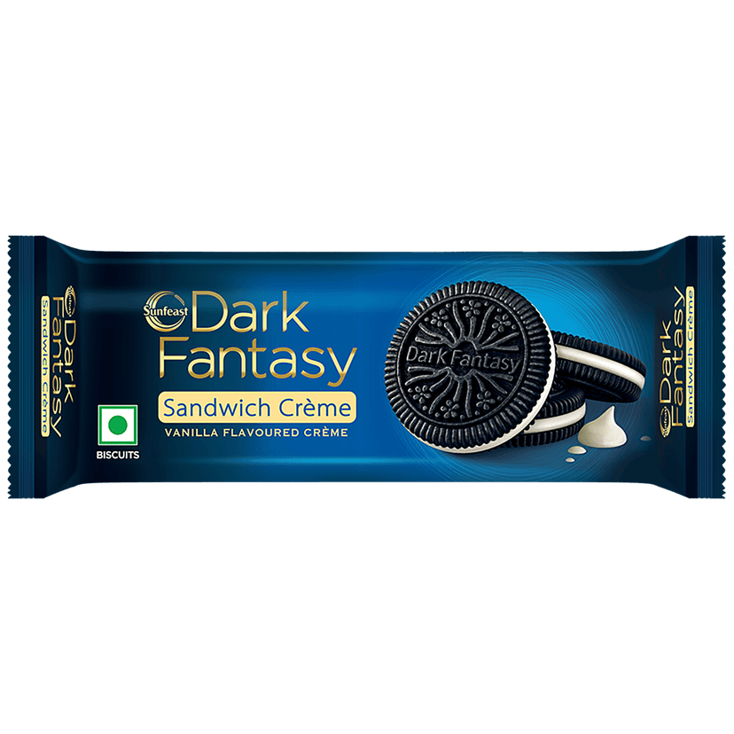 Sunfeast Dark Fantasy Sandwich Creme Biscuits - Vanilla Creme, 92.5 G Pouch view 2