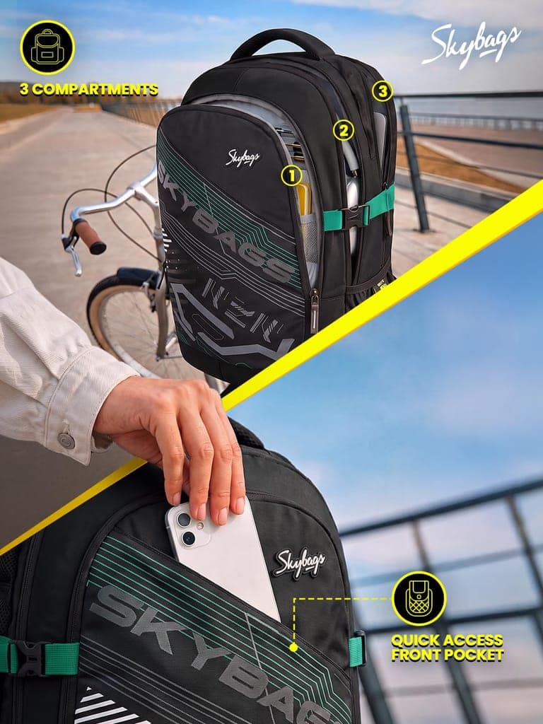Quantum College Laptop Backpack for Men & Women | 34L Backpack with Rain Cover & Laptop Compartment | Office, College, School Backpack view 3