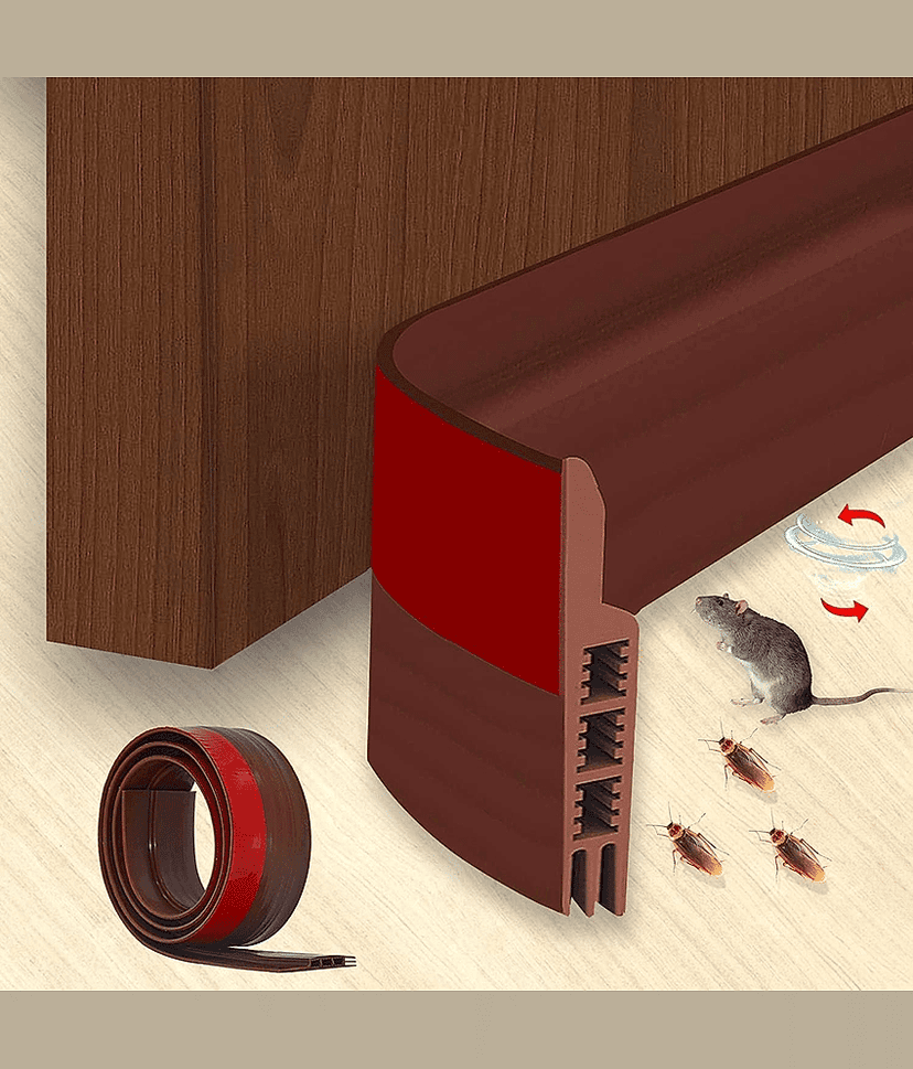 Door Draft Stopper | Silicon Door Bottom Sealing Strip | Self Adhesive Door Gap Filler Rubber | Door Bottom Sealing Strip Guard | Protector from Cockroach, Bugs, Air&Dust 1M (Brown)