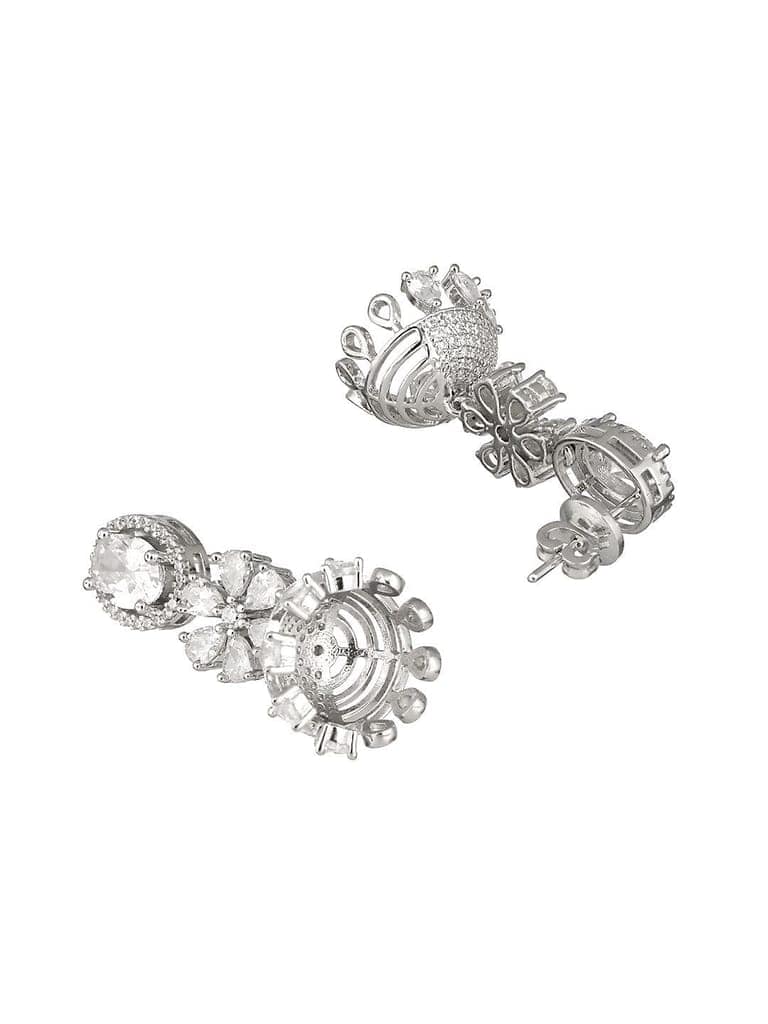 925 Sterling Silver Cubic Zirconia Studded Jhumka Earrings view 10
