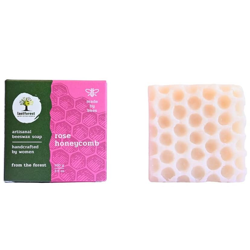 Last Forest Beeswax Soap (100gm), Herbal Bathing Soap for Glowing Skin, Handcrafted, Handmade, 100% Natural Ingredients, Moisturizing, Natural Beeswax, Bathing Soap for Men & Women (Rose) view 4
