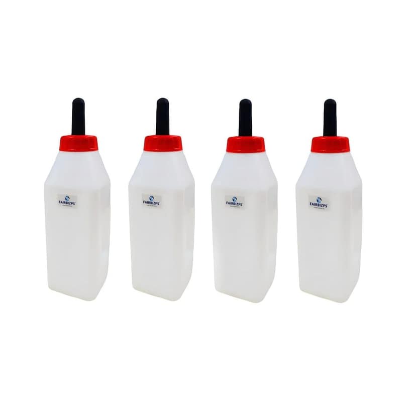 FAIRBIZPS Calf Feeding Milk Bottle, Milk Feeding Bottle for Calf with Nipple, Calf Feeding Bottle White, 2.5 Liter Pack of 4
