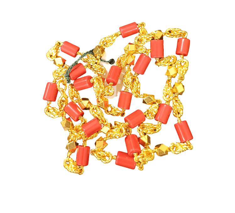 Elegant Gold Plated Coral Bead Chain Necklace for Women view 3