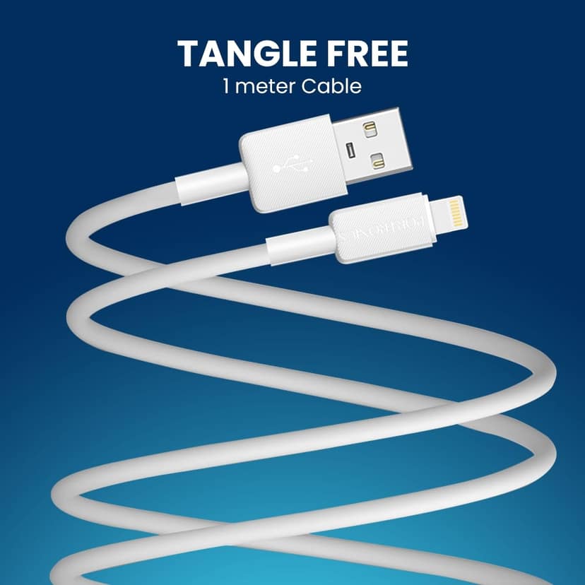 Portronics Konnect Link USB to 8PIN Fast Charging Cable with iOS Compatibility, 3.0A Output, 480Mbps Data Transfer, 1M Length White view 4