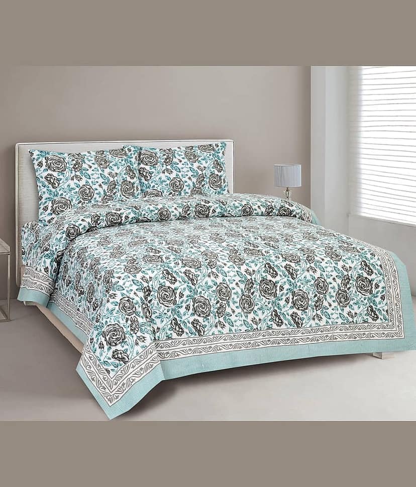 CLOTHORO Cotton 1 Double King Bedsheet with 2 Pillow Covers ( Multicolor )