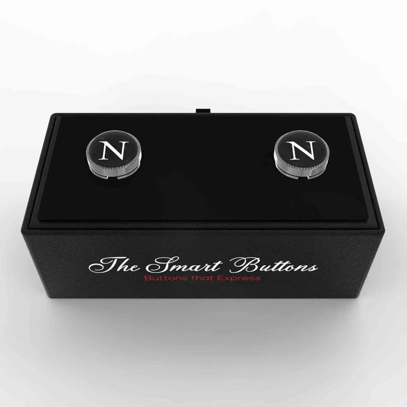 The Smart Buttons - Shirt Button Cover Cufflinks for Men - Personalized Initials - N view 3