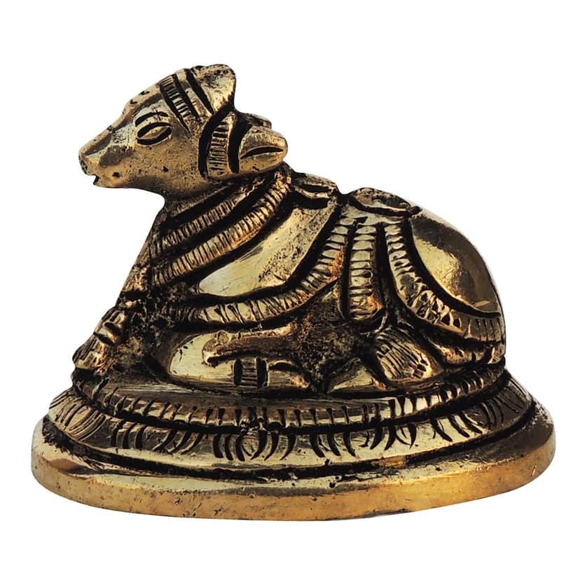 Brass Showpiece Nandi Small Statue - Traditional Puja Showpiece, Height : 2 Inch (BSMAS1291 B) view 2