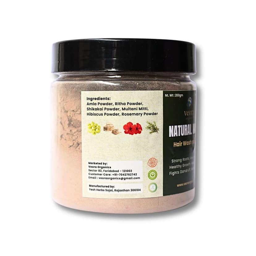 Veora Organics Herbal Hair Wash Powder | Natural Shampoo Powder with Amla, Reetha, Shikakai, Multani Mitti, Hibiscus & Rosemary | Chemical Free Hair Cleanser for Hair Growth, Dandruff Control & Scalp Care | 200g view 4