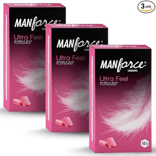 Manforce Ultra Feel Bubblegum Flavoured Condoms 10 Pieces (Pack of 3)