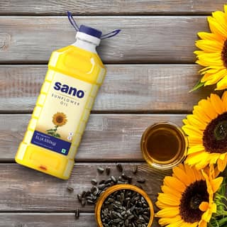 Sano Sunflower Oil 5L - Pure, Nutrient-Rich sunflower Cooking Oil with High Smoke Point - Ideal for Frying, Sautéing, and Baking