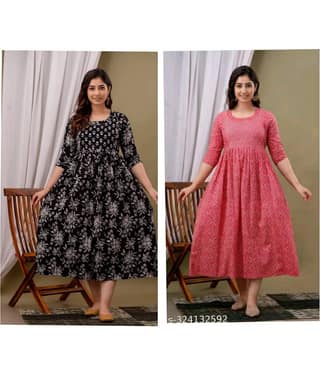 Nevisha Style Multi Color Cotton Maternity Kurta Pack of 2