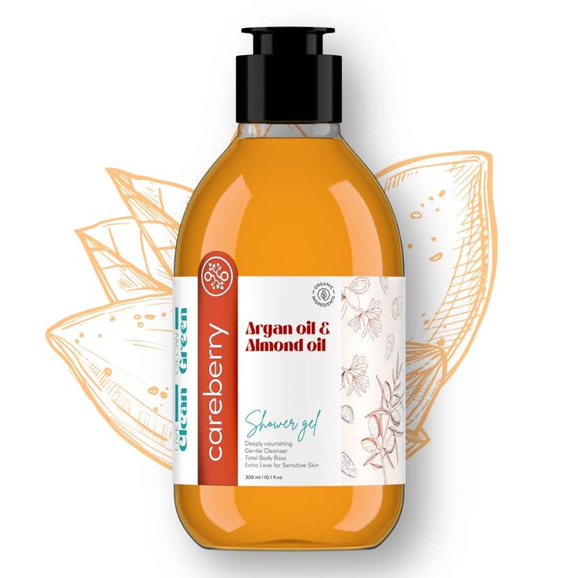 Careberry Argan & Almond Oil Nourishing Shower Gel - Gentle Cleanser for Sensitive Skin, Vegan, Sulphate & Paraben Free - 300ML view 2