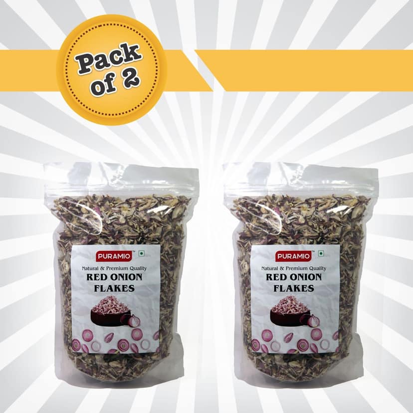 Puramio Red Onion Flakes For (Biryani/Gravies/Curries/Salads), 300 gm Each (Pack of 2)