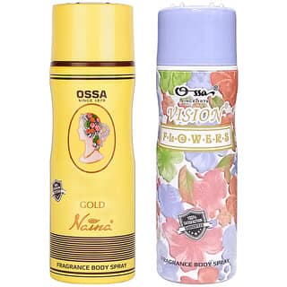 Ossa Gold Naina And Vision Flower Body Spray For Men And Women Musk And Floral Long Lasting Aroma 200ml Each (Pack of 2)