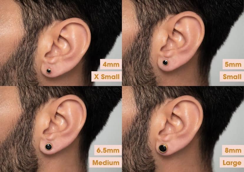 Black Brilliant Bezel Men's Ear Stud (1 Pc Only) view 3