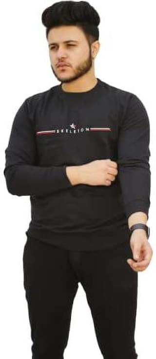 BlueFicus Men T-shirt Printed, Typography Round Neck Cotton Blend Sweatshirt for Men Boys Casual Wear ( Pack of 1, Black)