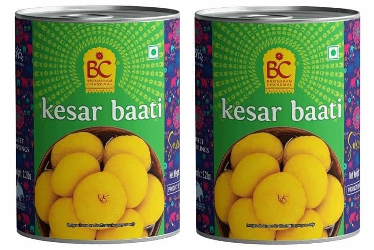 Bhikharam Chandmal Kesar Baati Tin 1 Kg Pack of 2