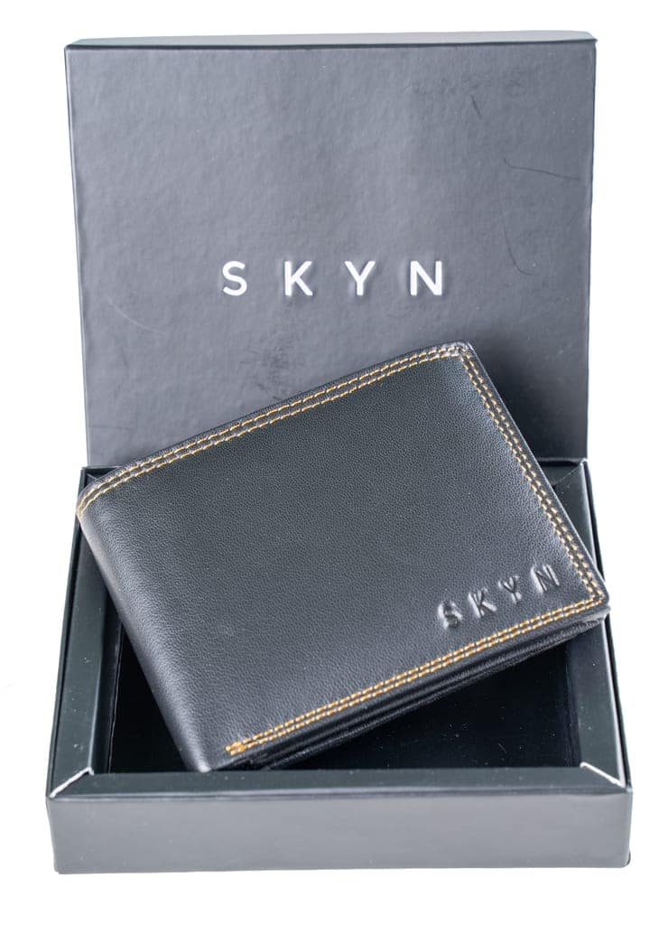SKYN Men’s Genuine Leather Bifold Wallet | RFID Blocking | Multiple Card Slots & Cash Compartment | Gift Box Included